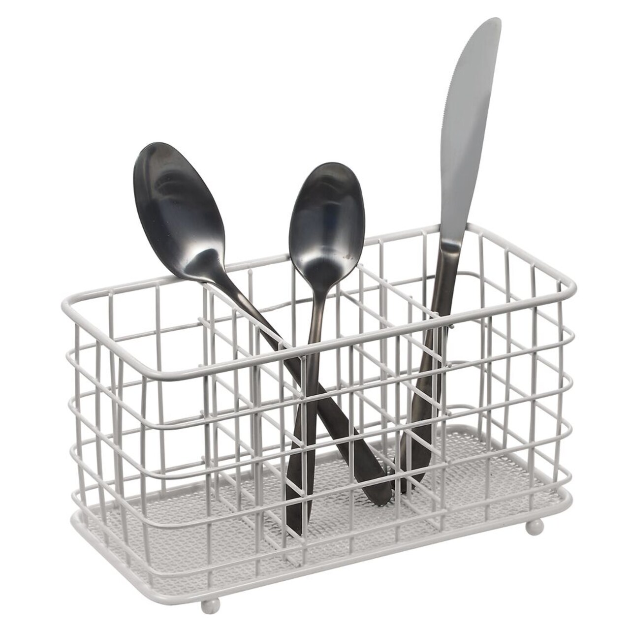 mDesign Metal Wire Kitchen Cutlery/Utensil Storage Bin, 3 Sections